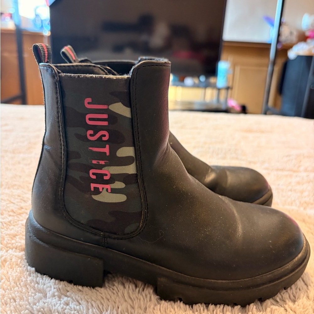 Justice Black Camouflage Boots